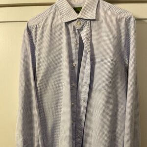 Sid Mashburn Blue Graph Button Down Spread Collar